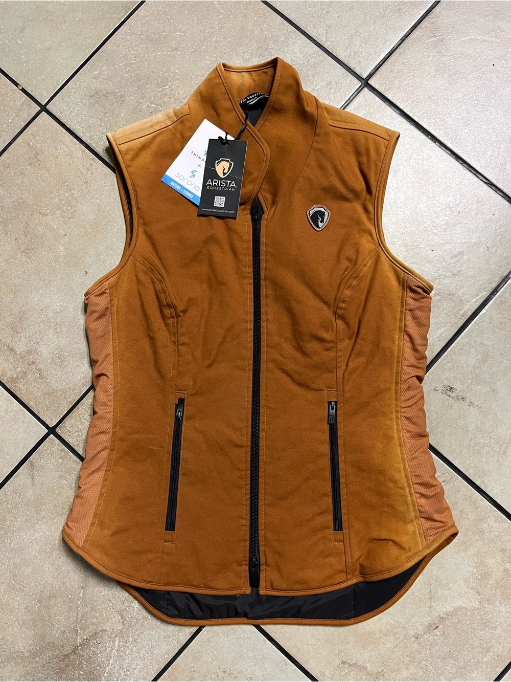 Arista Equestrian Women's Canvas Pecan Brown Performance Zip Vest